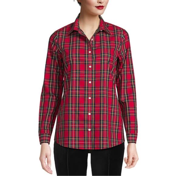 MAGELLAN OUTDOORS • Red Tartan Plaid Holiday Festive Button Down Flannel - Picture 1 of 7